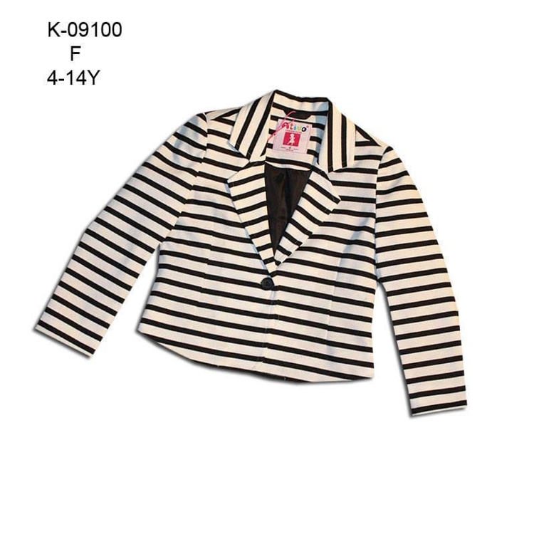 Picture of K09100 GIRLS STRIPED BLAZER WITH BUTTONS